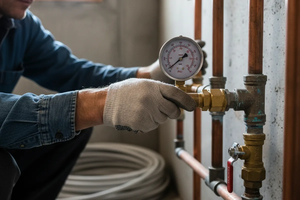 Pressure testing a repaired line during Water Line Repair in Iron Ridge